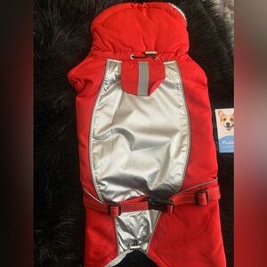 NWT Kuoser dog lined jacket, red and silver, Size M